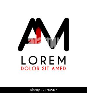 AM Letter black logo with gradient arrow Stock Vector