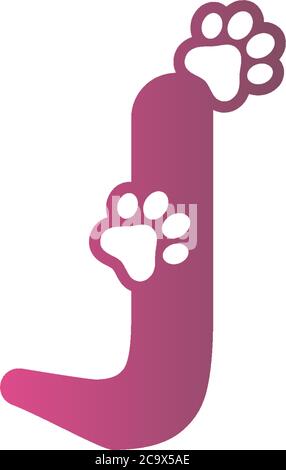 Letter J logo design Dog footprints concept icon illustration Stock Vector