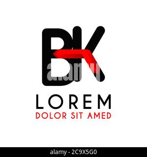 BK Letter black logo with gradient arrow Stock Vector