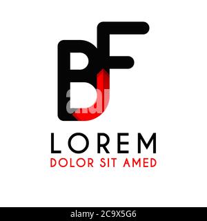 BF Letter black logo with gradient arrow Stock Vector