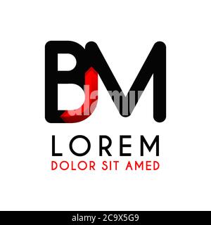 BM Letter black logo with gradient arrow Stock Vector