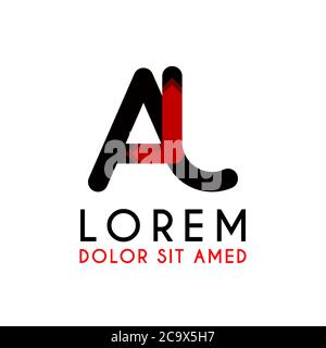 AJ Letter black logo with gradient arrow Stock Vector