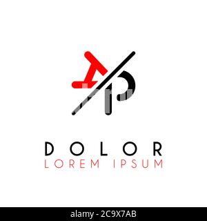 Logo A slash P with black red Stock Vector