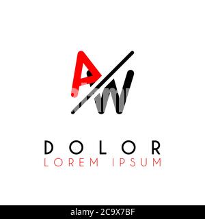 Logo A slash W with black red Stock Vector