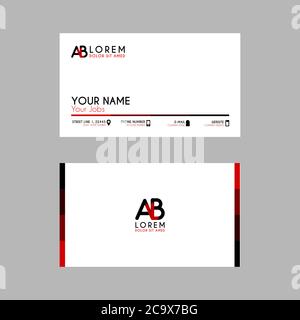 Modern Creative Business Card Template with AB ribbon Letter Logo .BA Logo can be used for identity logos, marketing, companies, advertisements, intro Stock Vector