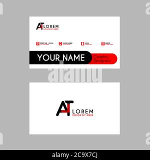 Modern Creative Business Card Template with AT ribbon Letter Logo .TA Logo can be used for identity logos, marketing, companies, advertisements, intro Stock Vector