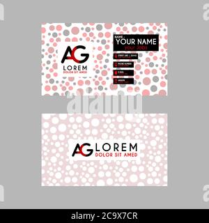 Modern Creative Business Card Template with AG ribbon Letter Logo .GA Logo can be used for identity logos, marketing, companies, advertisements, intro Stock Vector