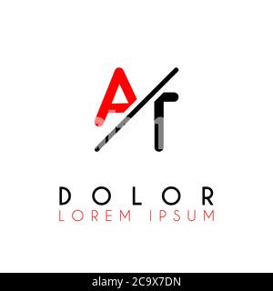Logo A slash T with black red Stock Vector