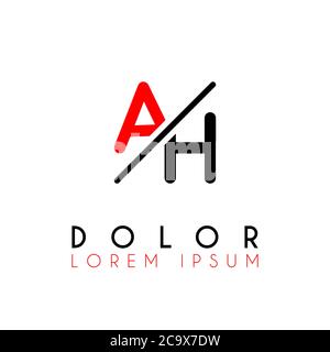 Logo A slash H with black red Stock Vector