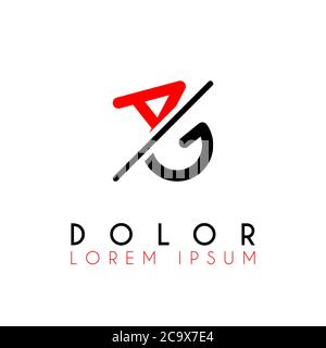 Logo A slash G with black red Stock Vector