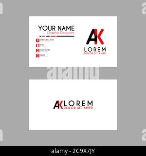 Simple Business Card with initial letter AK rounded edges. KA logo can be used for marketing, advertising, promotion, company logo, identification, bu Stock Vector