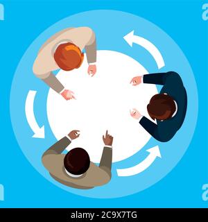 view aerial of businessmen elegant in meeting vector illustration design Stock Vector