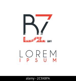 The logo between the letter B and letter Z or BZ with a certain distance and connected by orange and gray color Stock Vector