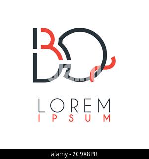 The logo between the letter B and letter Q or BQ with a certain distance and connected by orange and gray color Stock Vector
