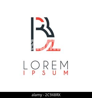 The logo between the letter B and letter L or BL with a certain distance and connected by orange and gray color Stock Vector