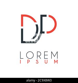 The logo between the letter D and letter P or DP with a certain distance and connected by orange and gray color Stock Vector