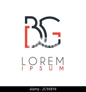 The logo between the letter B and letter G or BG with a certain distance and connected by orange and gray color Stock Vector