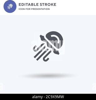 Jellyfish icon vector, filled flat sign, solid pictogram isolated on white, logo illustration. Jellyfish icon for presentation. Stock Vector