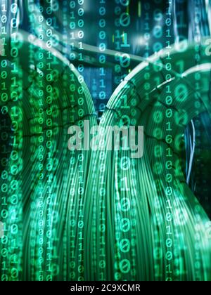 Blue binary code background. computer data transfer concept. Stock Photo