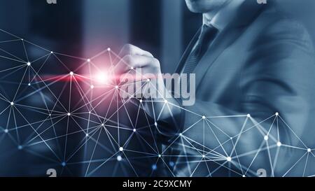 Global network structure and networking concept on proveder room background. Stock Photo