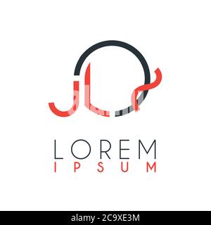 The logo between the letter J and letter Q or JQ with a certain distance and connected by orange and gray color Stock Vector