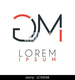 The logo between the letter G and letter M or GM with a certain distance and connected by orange and gray color Stock Vector