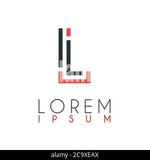 The logo between the letter L and letter I or LI with a certain distance and connected by orange and gray color Stock Vector