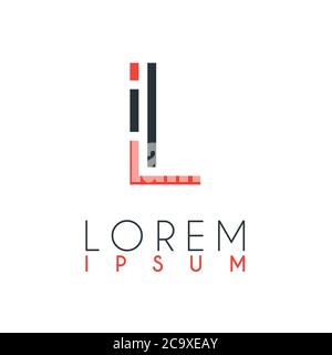 The logo between the letter I and letter L or IL with a certain distance and connected by orange and gray color Stock Vector
