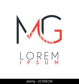 The logo between the letter M and letter G or MG with a certain distance and connected by orange and gray color Stock Vector