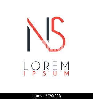 The logo between the letter N and letter S or NS with a certain distance and connected by orange and gray color Stock Vector