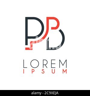 The logo between the letter P and letter B or PB with a certain distance and connected by orange and gray color Stock Vector
