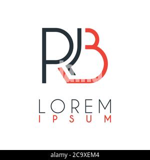 The logo between the letter R and letter B or RB with a certain distance and connected by orange and gray color Stock Vector