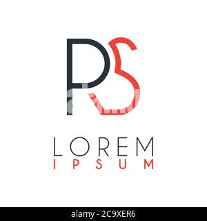 The logo between the letter R and letter S or RS with a certain distance and connected by orange and gray color Stock Vector