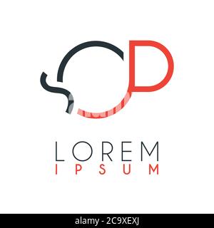 The logo between the letter Q and letter P or QP with a certain distance and connected by orange and gray color Stock Vector