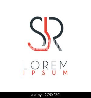 The logo between the letter S and letter R or SR with a certain distance and connected by orange and gray color Stock Vector