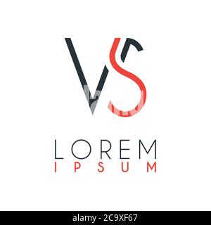 The logo between the letter V and letter S or VS with a certain distance and connected by orange and gray color Stock Vector