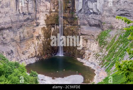 Taughannock Falls near Ithaca, New York, and Cayuga Lake Stock Photo