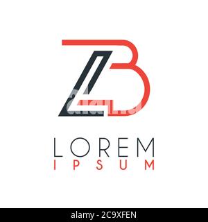 The logo between the letter Z and letter B or ZB with a certain distance and connected by orange and gray color Stock Vector