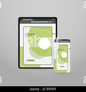 tablet and smartphone screns cross platform application development adaptive user interface responsive web design vector illustration Stock Vector