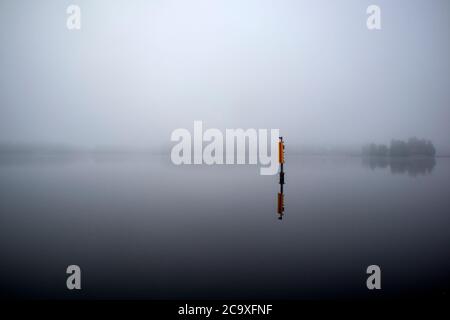foggy lake Saimaa scenery in Lappeenranta, Finland Stock Photo