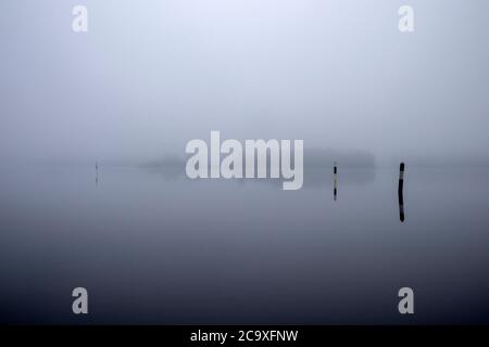 foggy lake Saimaa scenery in Lappeenranta, Finland Stock Photo