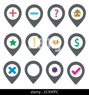 mapping pins icon set vector Stock Vector