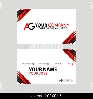 Simple business card is red black with AG logo Letter modern clean vector design. GA Logo can be used for marketing, advertising, promotion, company l Stock Vector