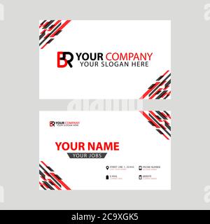 Horizontal name card with BR logo Letter and simple red black, edge decoration .RB Logo can be used for marketing, advertising, promotion, company log Stock Vector