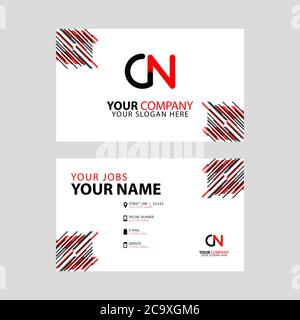 the CN logo letter with box decoration on the edge, and a bonus business card with a modern and horizontal layout. Stock Vector