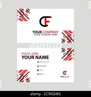 the CF logo letter with box decoration on the edge, and a bonus business card with a modern and horizontal layout. Stock Vector
