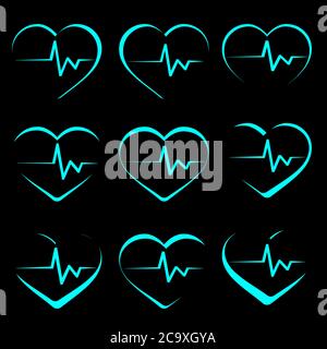 Cardiology clip art illustration vector logo design medical and health care symbols. Stock Vector
