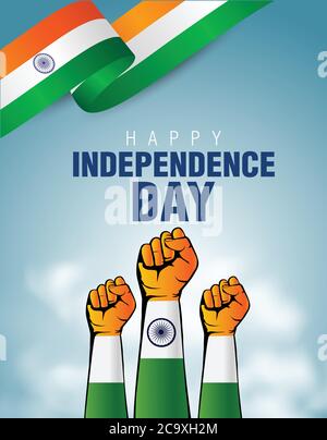 india happy independence day ,15th august Vector Illustration. Flag of indian hand design. Stock Vector