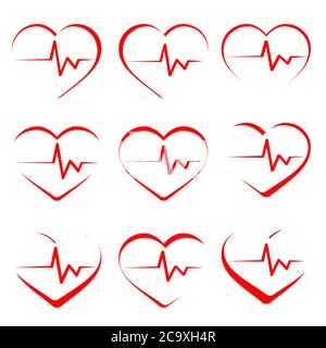 Cardiology clip art illustration vector logo design medical and health care symbols. Stock Vector