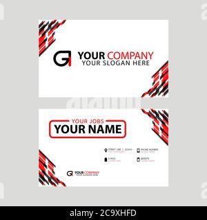 Modern simple horizontal design business cards. with GI Logo inside and transparent red black color. Stock Vector